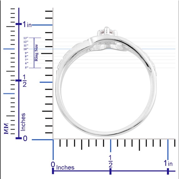 Sim Dia.Heart Split Ring in Platinum Bond Brass - Picture 3 of 4